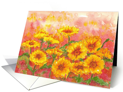 Marigold Calendula Flowers Orange Blank card (684121)