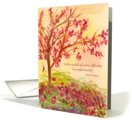 Encouragement Inspiration Autumn Tree Fall Leaves Watercolor card