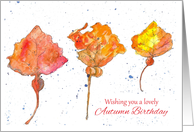 Wishing You A Lovely Autumn Birthday Leaves Watercolor Art card