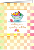 Happy Sweetest Day Colorful Candy Pastel Check Gingham card