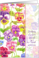 Thinking of You Aunt Rainbow Pansy Flowers card