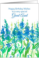 Happy Birthday Great Aunt Blue Watercolor Flowers card