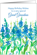 Happy Birthday Great Grandma Blue Watercolor Flowers card