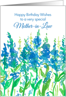 Happy Birthday Mother In Law Blue Watercolor Flowers card