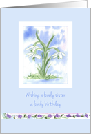 Wishing a Lovely Sister a Lovely Birthday Pink Snowdrops Flower card