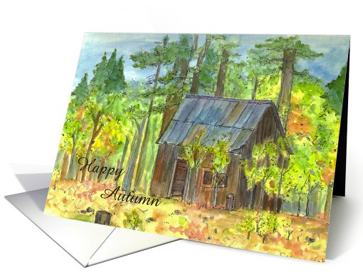 Lake Tahoe Forest Cabin Autumn Trees card (708078)