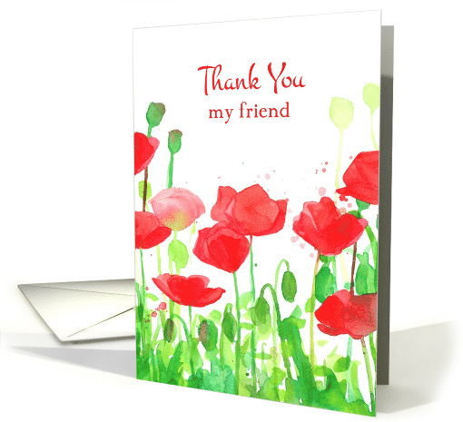 Thank You My Friend Red Poppy Flowers card (725851)