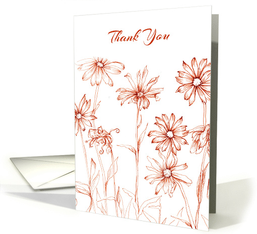 Business Thank You Sepia Daisy Flowers card (725910)