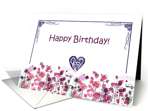 Valentine's Day Birthday Love Heart Wildflowers card (726434)