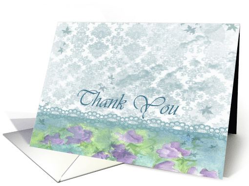 Thank You Lavender Sweet Pea Watercolor Flowers card (738807)
