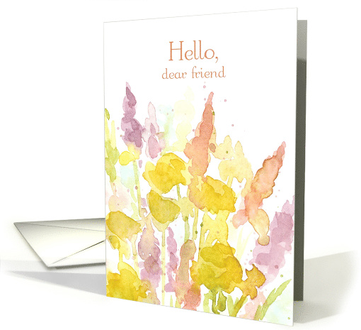 Hello Dear Friend Watercolor Flower Bouquet card (748013)