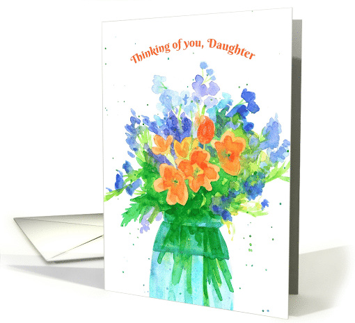 Thinking of You Daughter Watercolor Flower Bouquet card (748024)