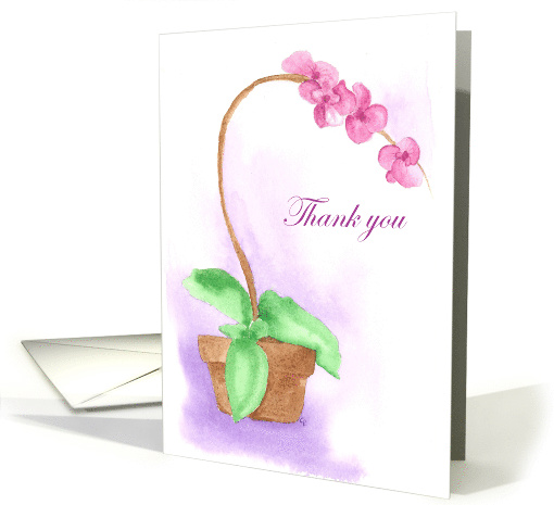 Thank You Pink Orchid Flower Plant Blank card (748029)