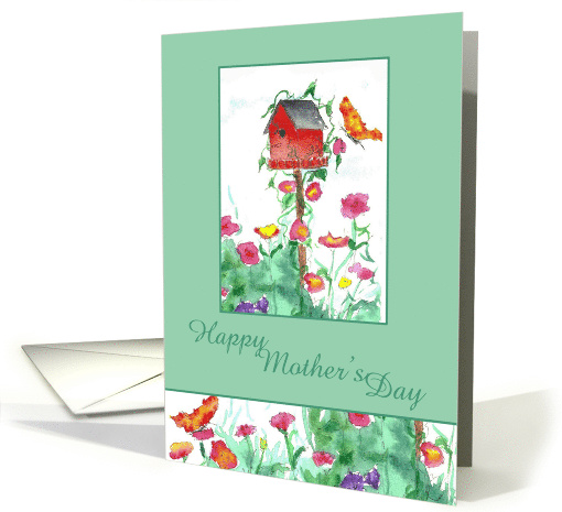 Happy Mother's Day Red Birdhouse Butterfly card (74857)