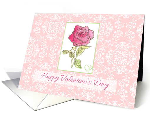 Happy Valentine's Day Pink Botanical Rose card (748771)