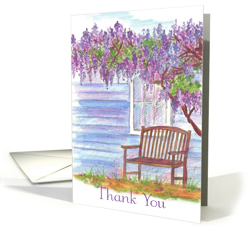 Purple Wisteria Tree Watercolor Thank You Blank card (751602)