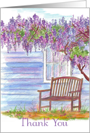 Purple Wisteria Tree Watercolor Thank You Blank card