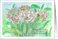 Happy Birthday Dear Friend Pink Wildflowers Honey Bees card