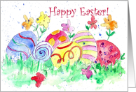Easter Eggs Happy Easter Watercolor Flowers card