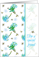 For A Special Friend Thank You Blue Flower Blossom Bees card