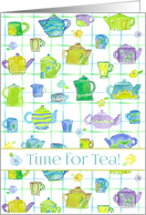 Time For Tea Party Invitation Watercolor Teapots card