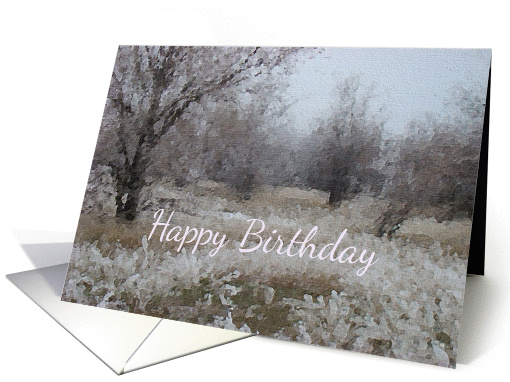 Winter Trees White Frost Birthday Card Nature Landscape card (774717)