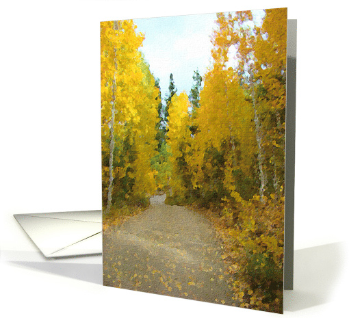 Autumn Trees Golden Leaves Road Blank card (774723)