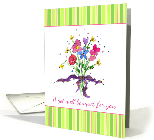 Get Well Soon Cancer Patient Flower Bouquet Watercolor Art card