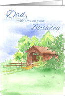 Happy Birthday Dad Covered Bridge Landscape Watercolor card