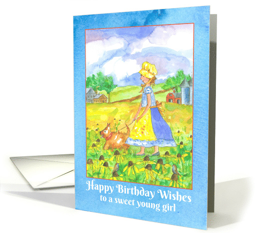 Happy Birthday Wishes To A Sweet Young Girl Watercolor card (79658)