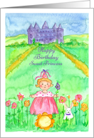 Happy Birthday Sweet Princess Castle Watercolor Painting card