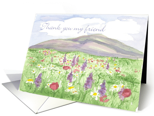 Thank You My Friend Purple Lupines Wildflower Meadow Mountain card