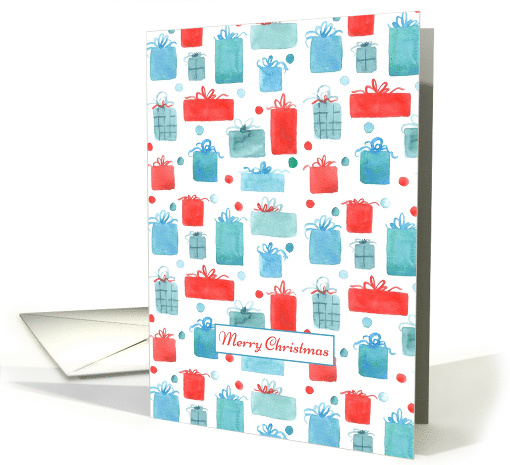 Merry Christmas Red Gift Boxes Presents card (80793)