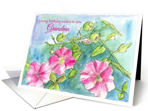 Loving Birthday Wishes To You Grandma Pink Petunias card (80795)