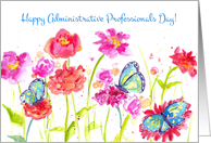 Happy Administrative Professionals Day Red Wildflowers Butterflies card