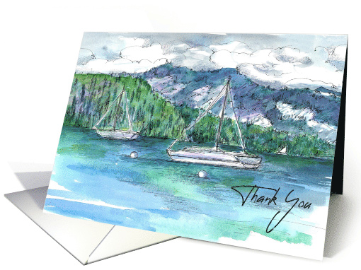 Thank You Lake Tahoe Sailing Mountains Blank card (824127)