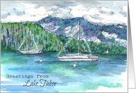 Greetings From Lake Tahoe Sailing Mountains Winter Storm card