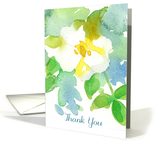 White Flower Watercolor Thank You Blank card (824129)