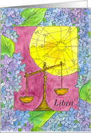 Libra Scales Astrology Sun Sign Blue Hydrangeas Blank card
