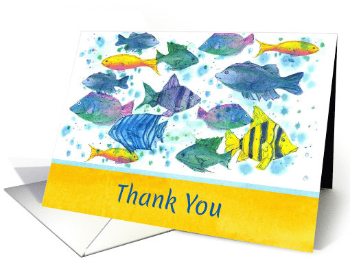 Thank You Tropical School of Fish Watercolor card (824185)