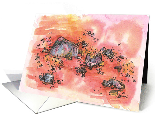 Coral Shells Sandy Beach Watercolor card (824596)