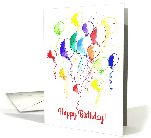 Happy Birthday Balloon Bouquet Rainbow Colors card (824890)