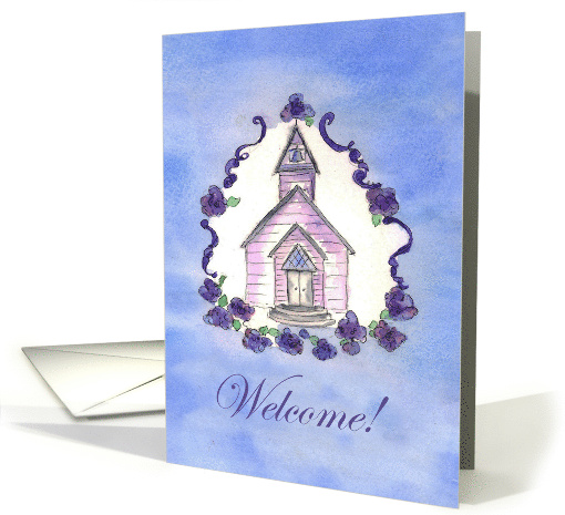 Welcome New Church Member Purple Flower Watercolor card (825801)
