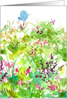 Butterfly Pink Wildflower Garden Blank card