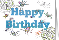 Happy Birthday Spiders Bugs Insects Illustration card