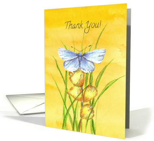 Thank You Blue Butterfly Grass Plants Blank card (826711)