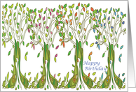 Happy Birthday Season Trees Digital Art card