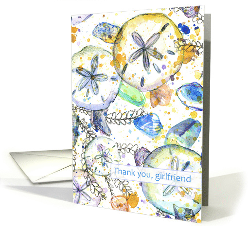 Girlfriend Thank you Seashells Sand Dollars Beach card (826740)