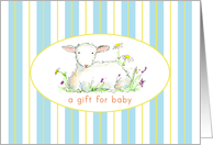 A Gift For Baby Lamb Wildflowers Pastel Stripes card