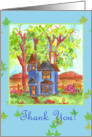 Thank You Blue Victorian House Country Landscape card